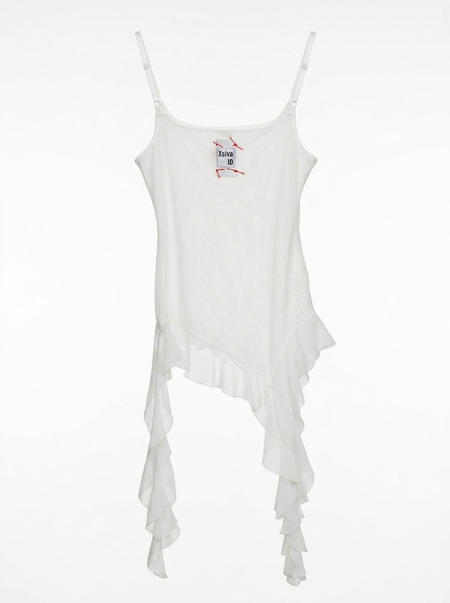 Asymmetric Mesh Cami Top — back view