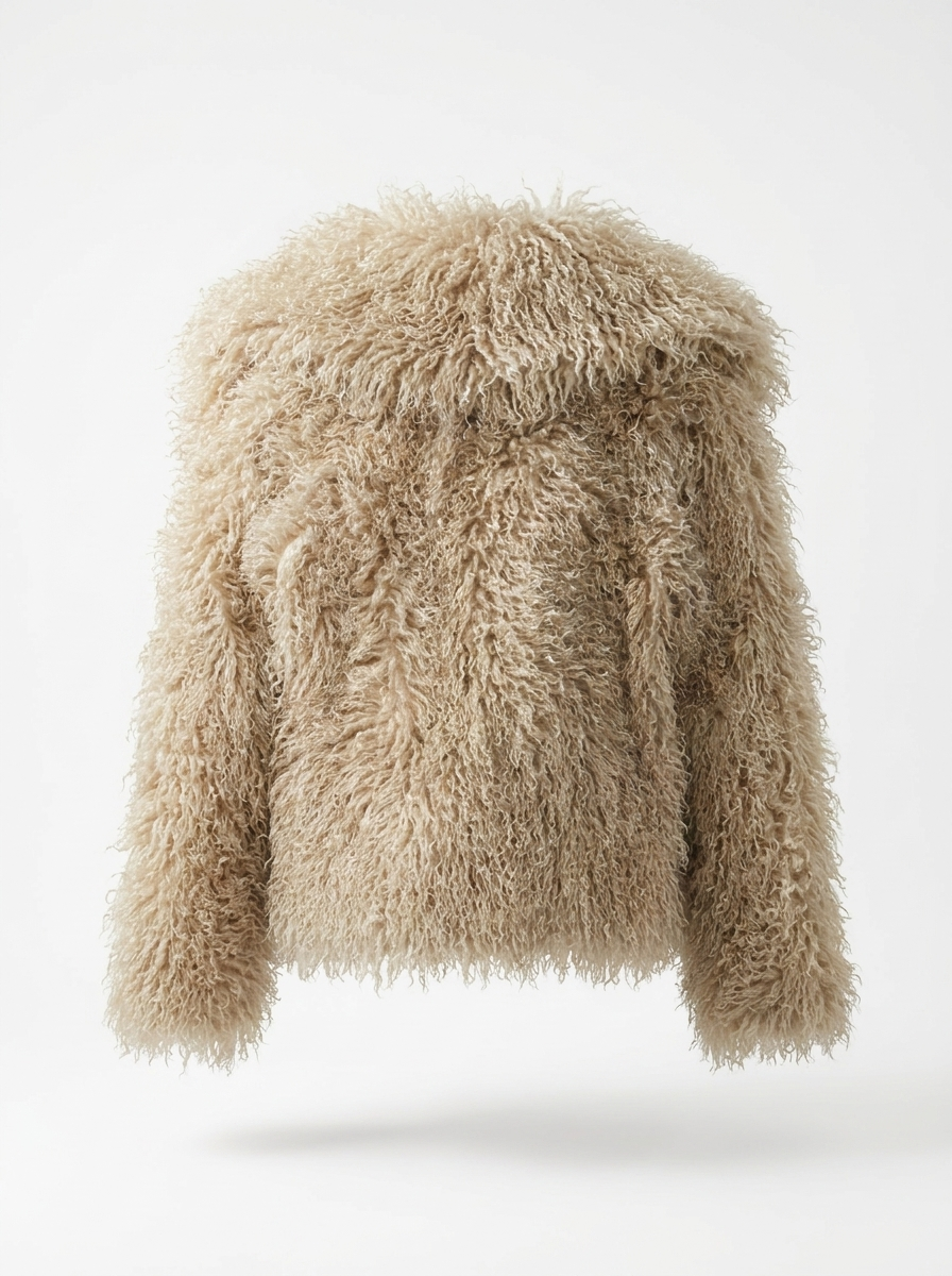 Curly Shaggy Faux Fur Jacket — back view
