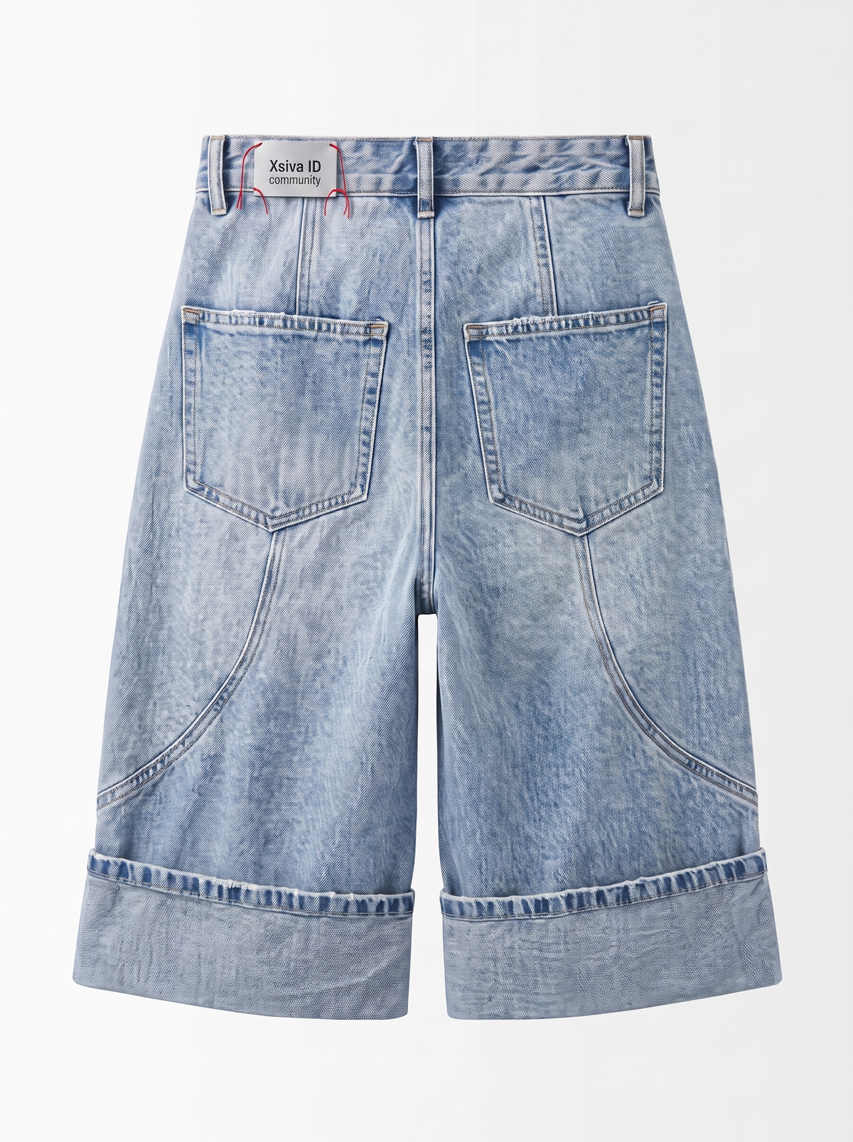Denim Bermuda Shorts — back view
