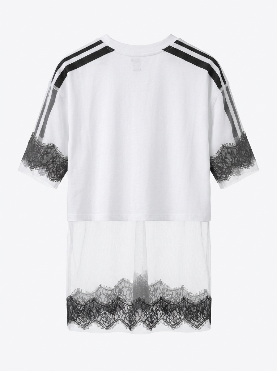 Game Over Lace Mesh Layered T-Shirt Dress — back view