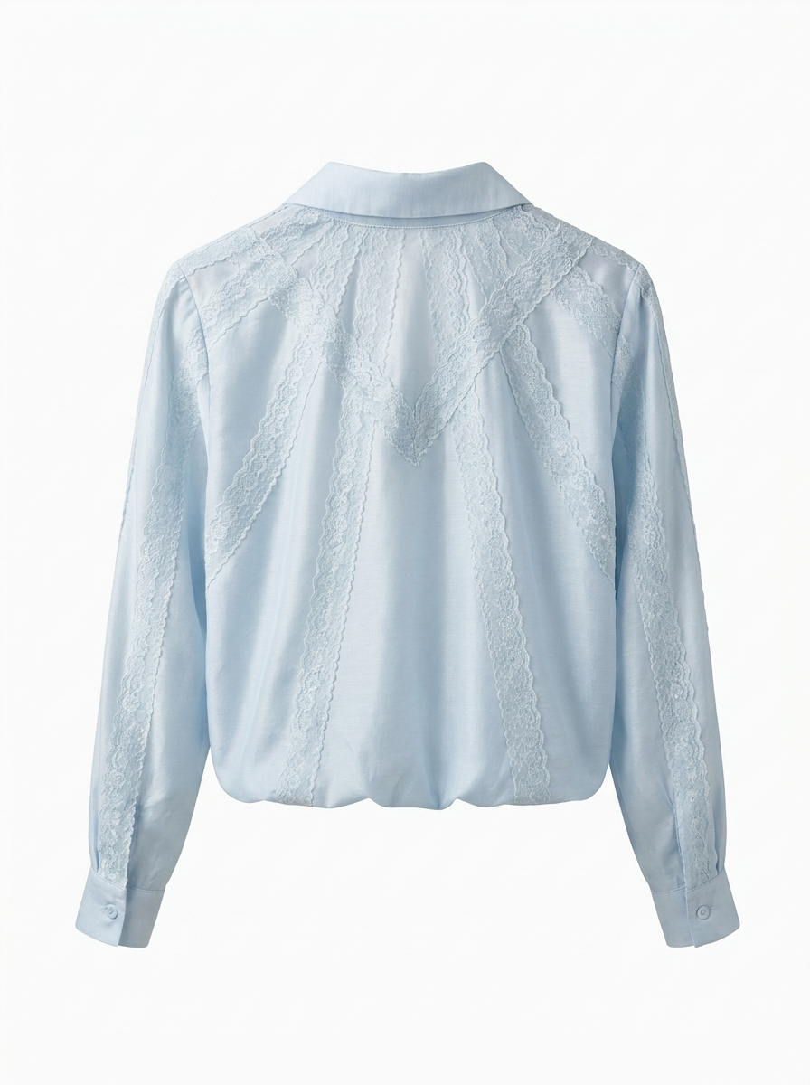 Lace Trim Cropped Shirt — back view