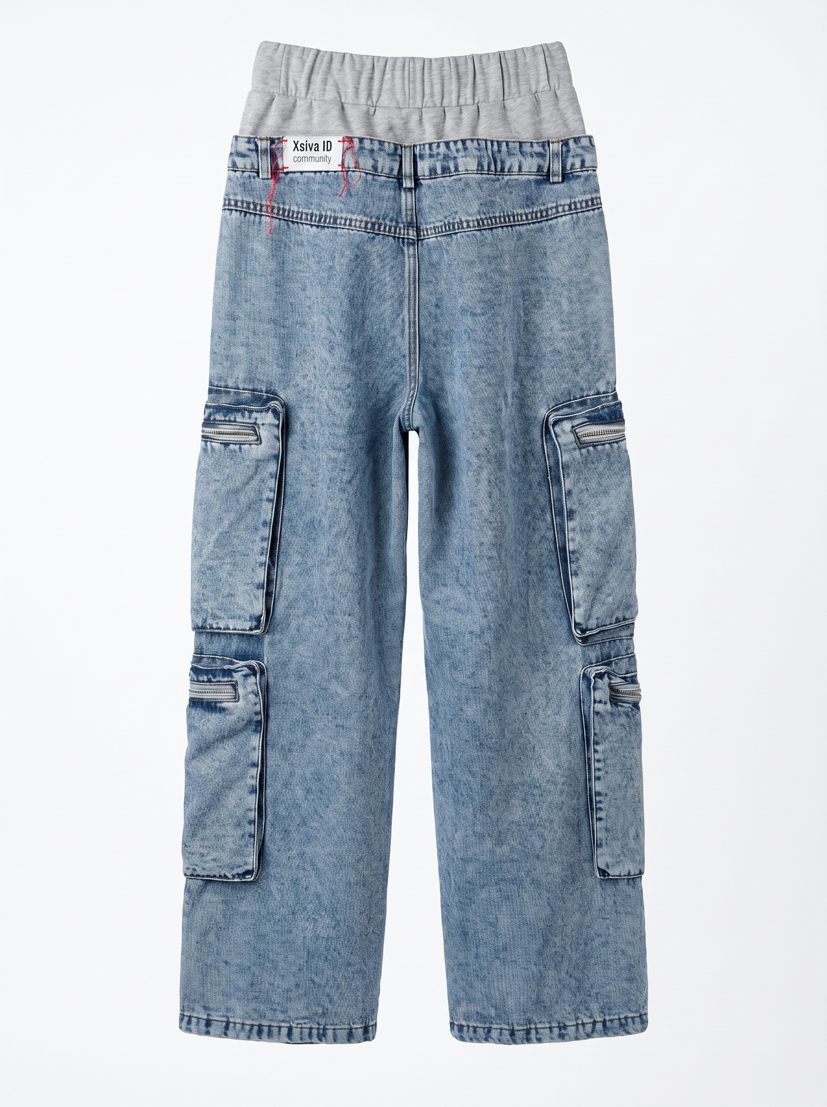 Layered Cargo Jeans — back view