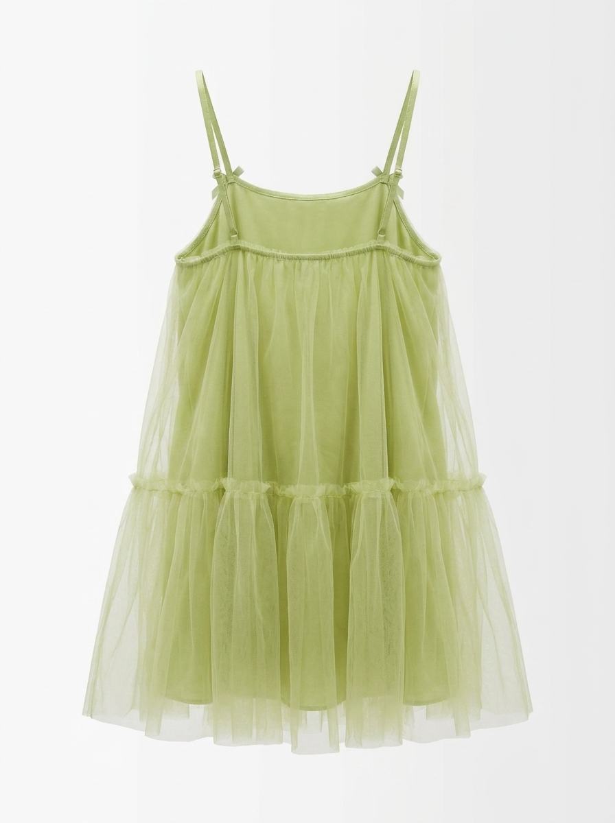 Layered Tulle Babydoll Cami Dress — back view