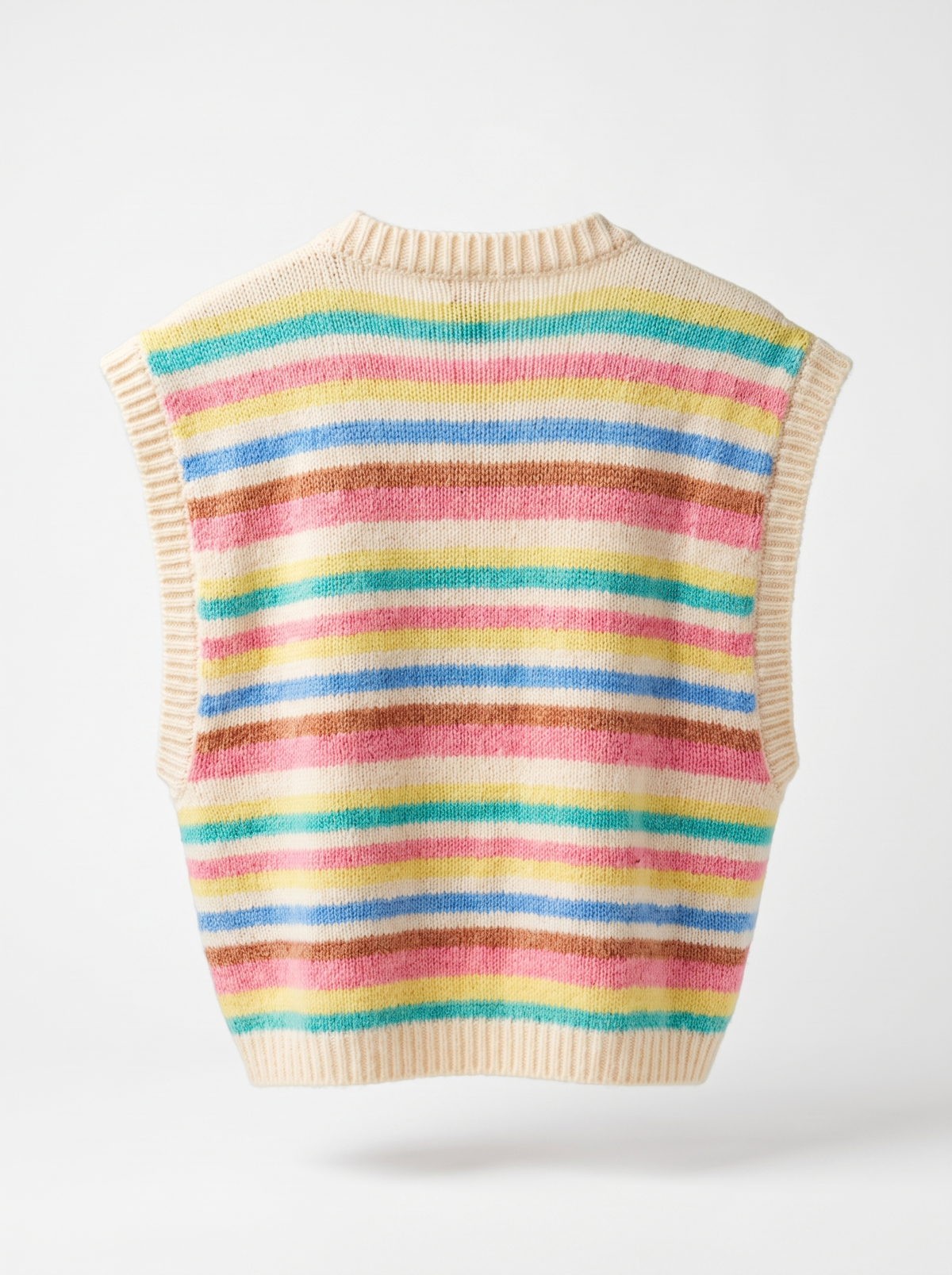 Pastel Rainbow Knit Vest — back view