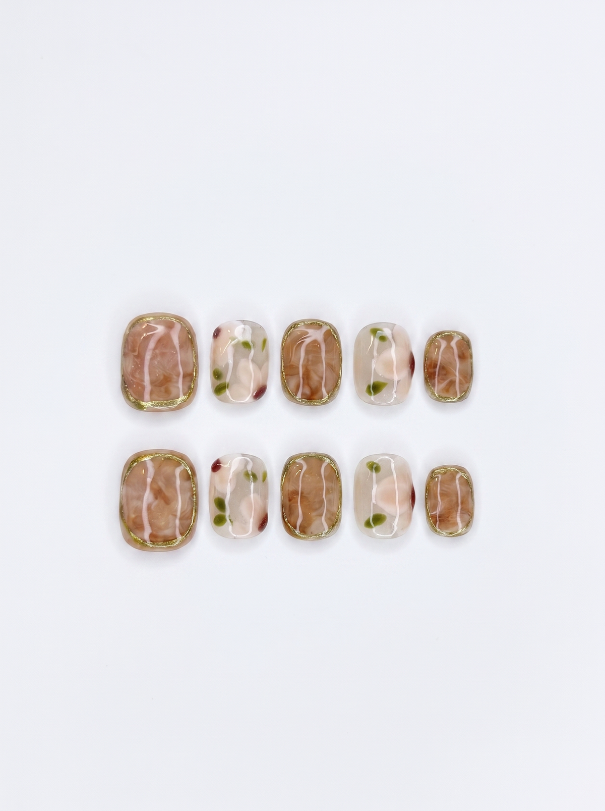 Marble & Floral Press-On Nails