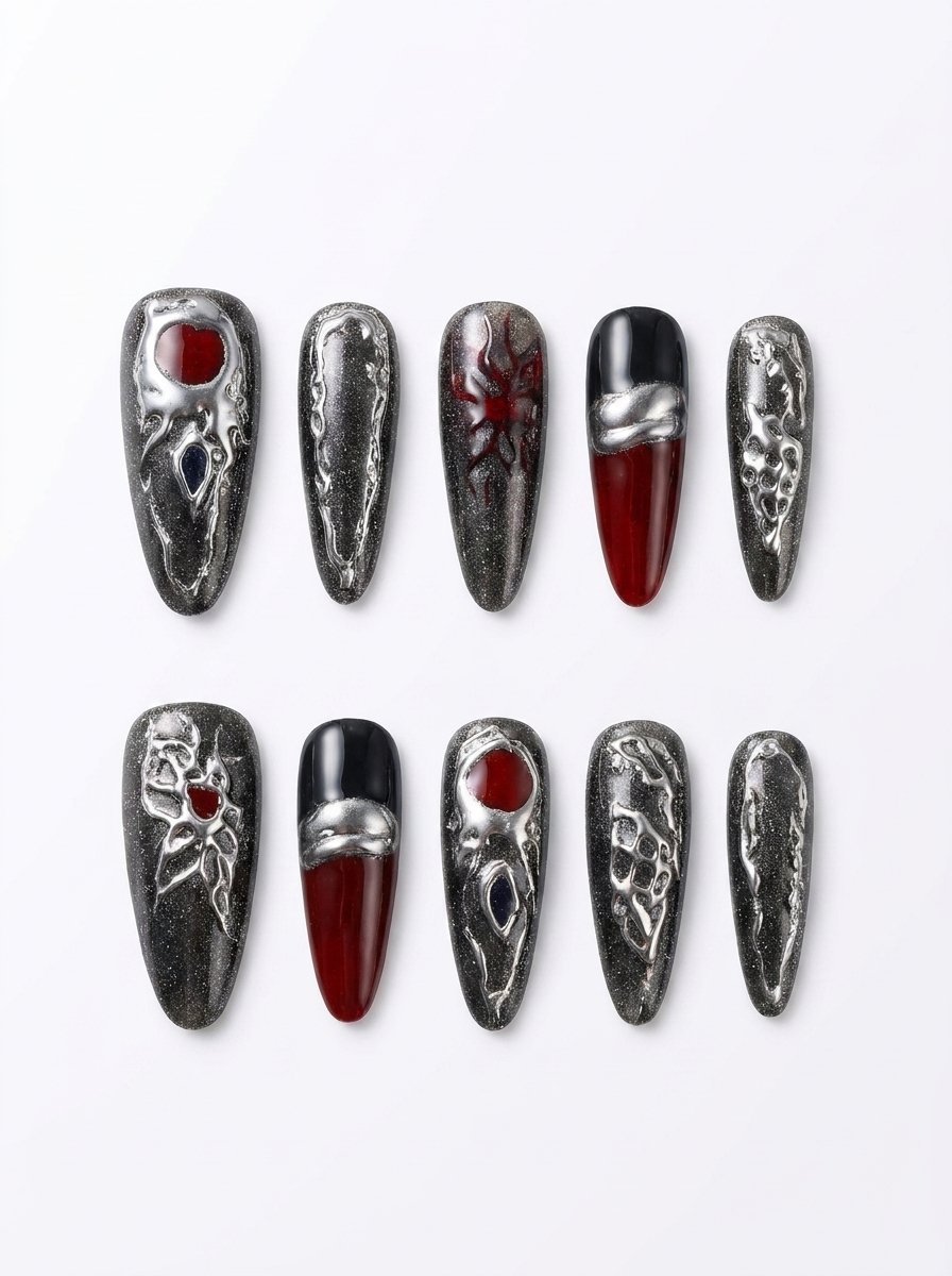 Molten Chrome Stiletto Press-Ons