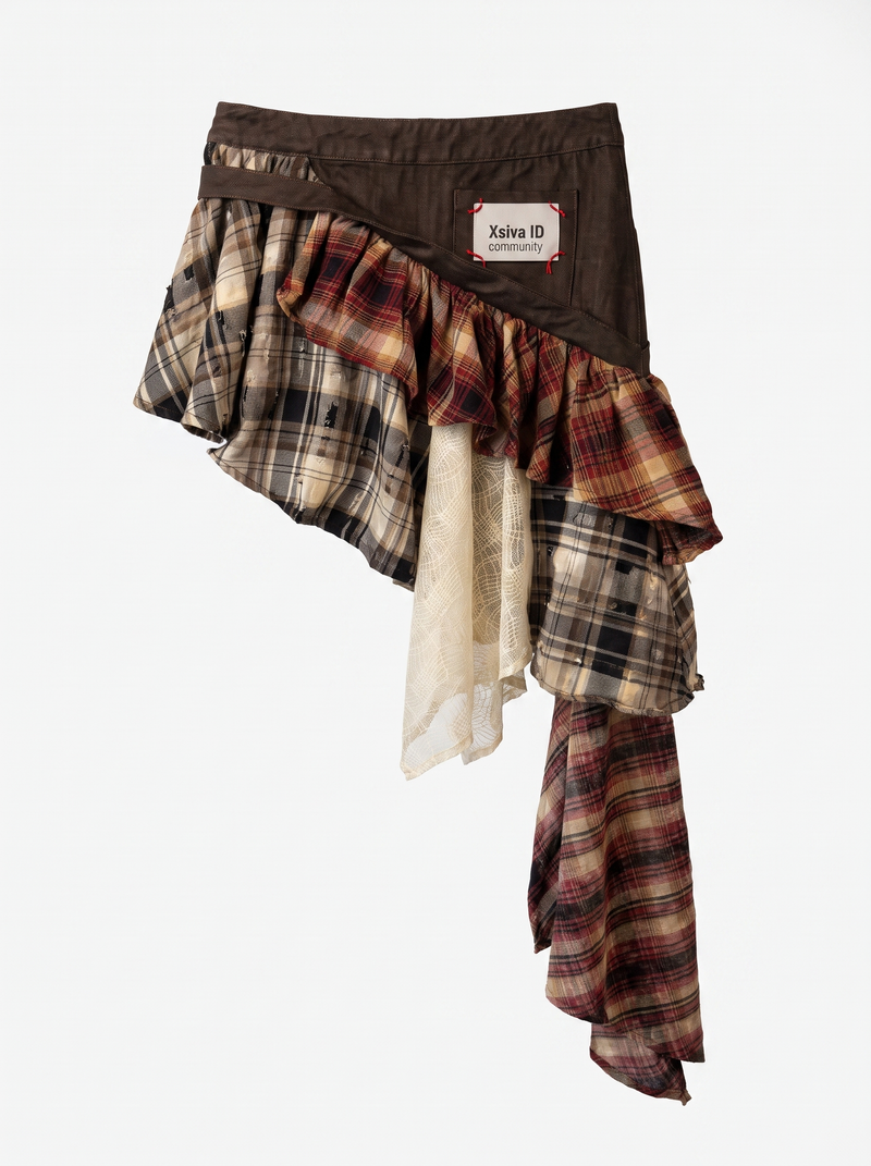 Jupe-short patchwork asymétrique