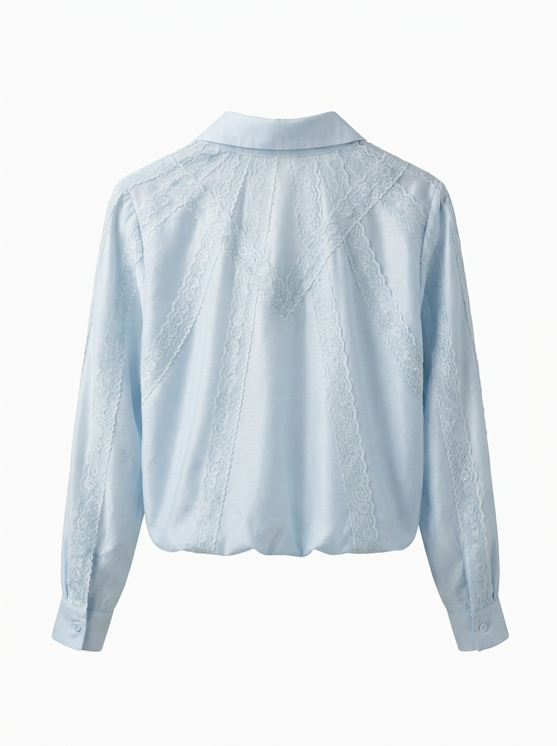 Lace Trim Cropped Shirt
