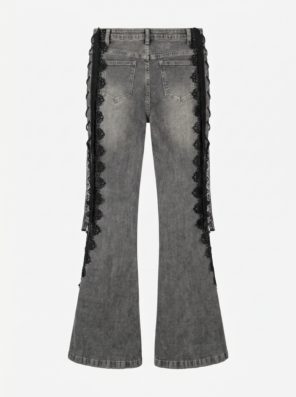 Lace-Up Flared Jeans — back view