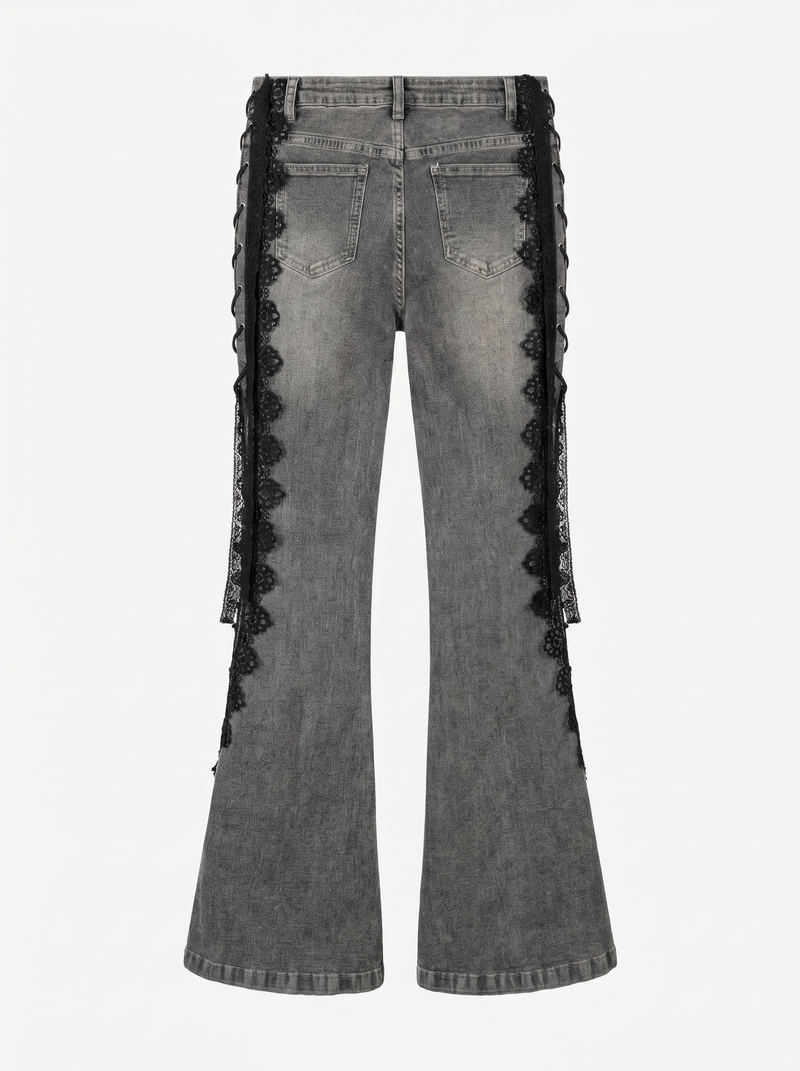 Lace-Up Flared Jeans