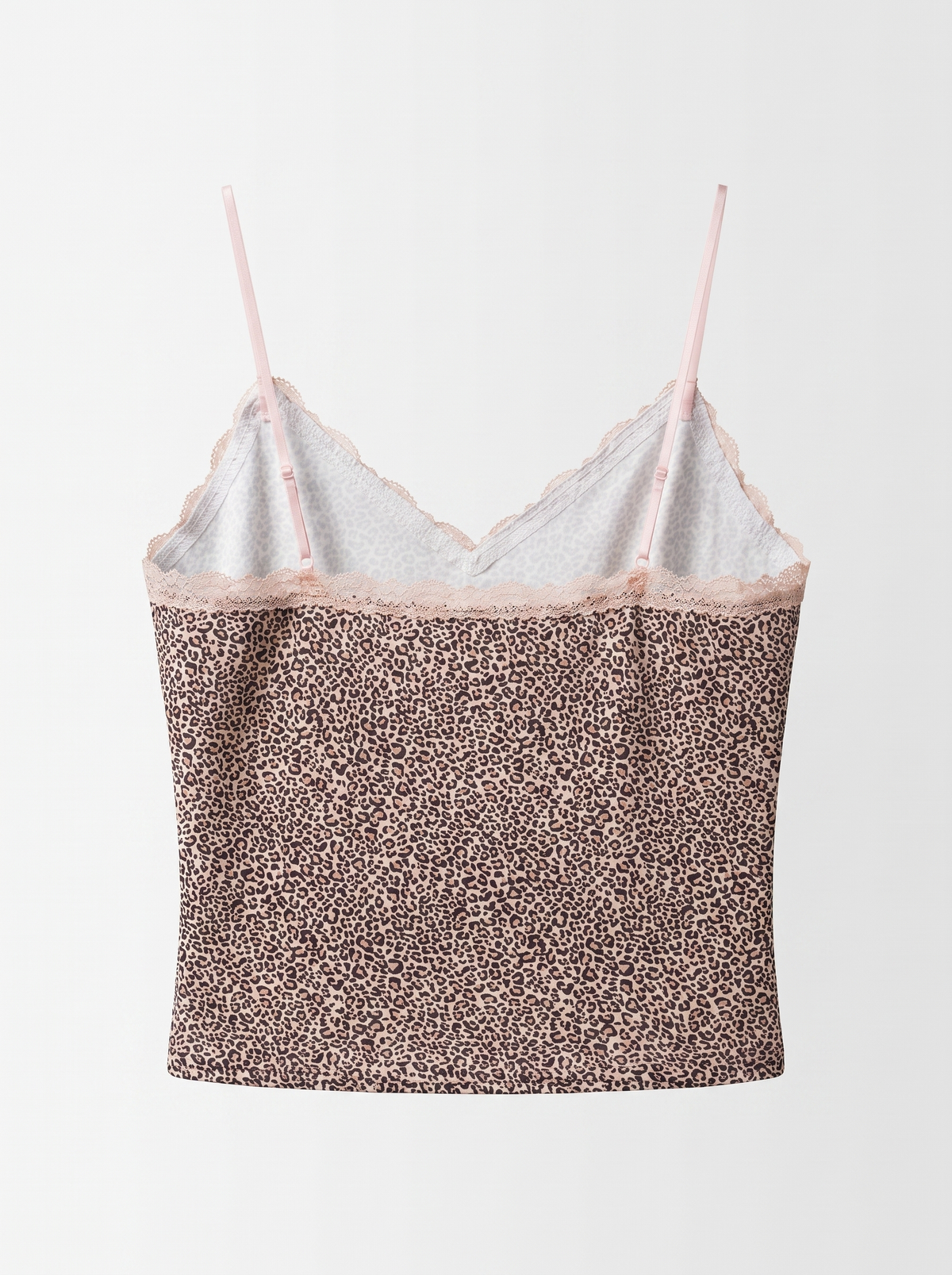Leopard Print Lace Trim Cami Top — back view