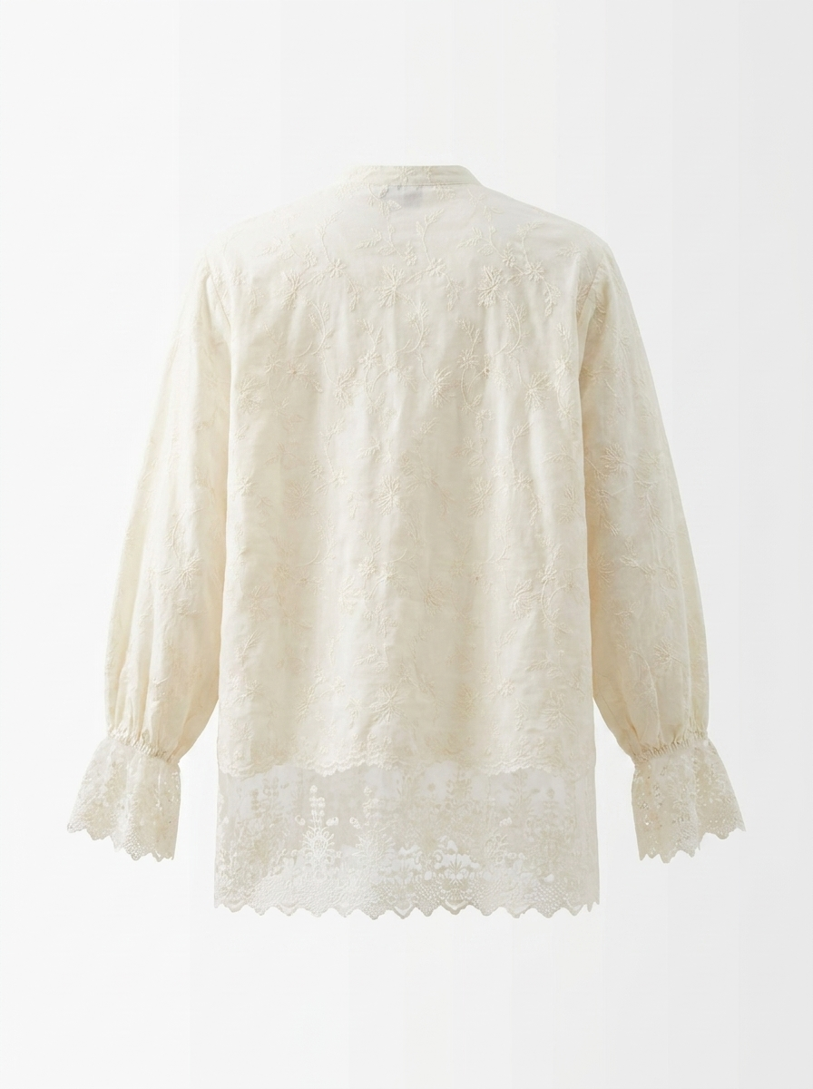 Linen Embroidered Blouse — back view
