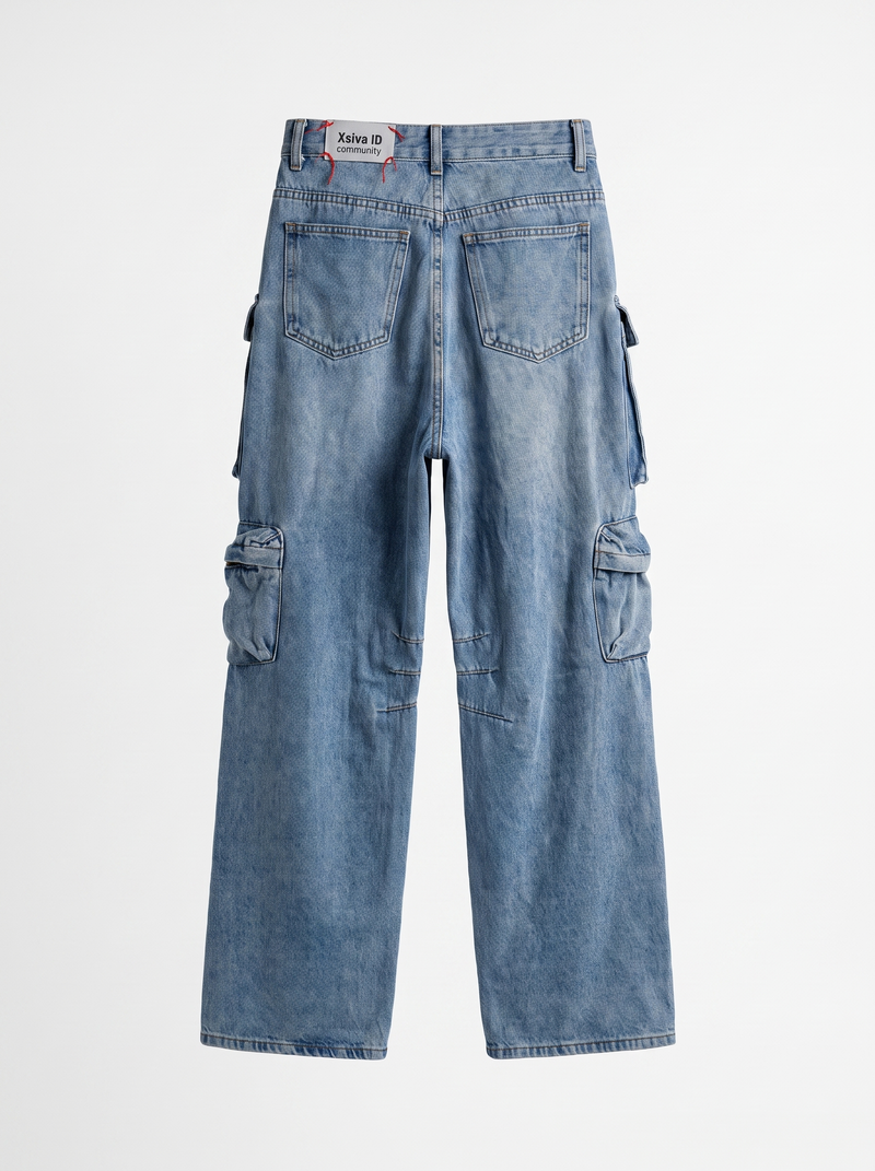 Multi-Pocket Cargo Wide-Leg Jeans