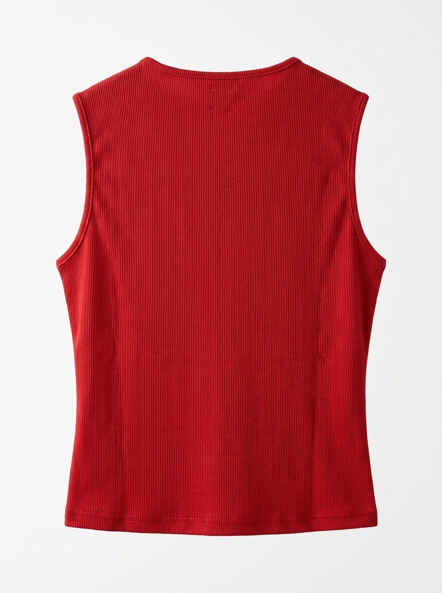 Ribbed Button-Front Tank Top — back view