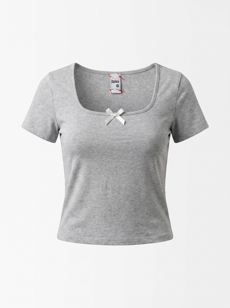 Bow Detail Fitted T-Shirt