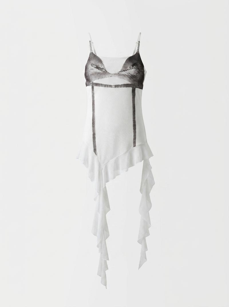 Asymmetric Mesh Cami Top