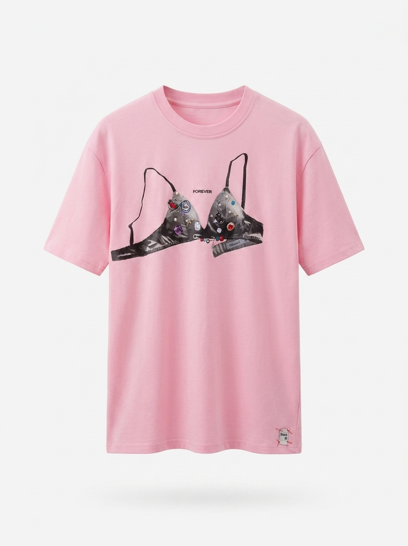 Rhinestone Lingerie Graphic T-Shirt