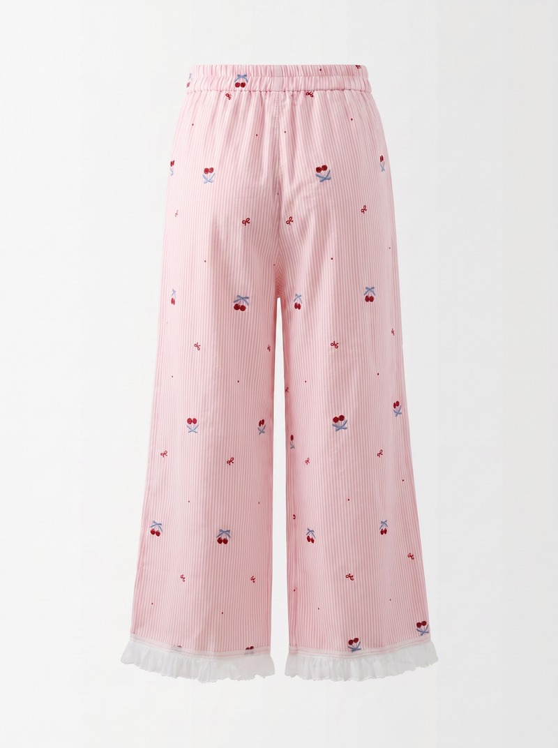 Cherry Linen Wide-Leg Trousers