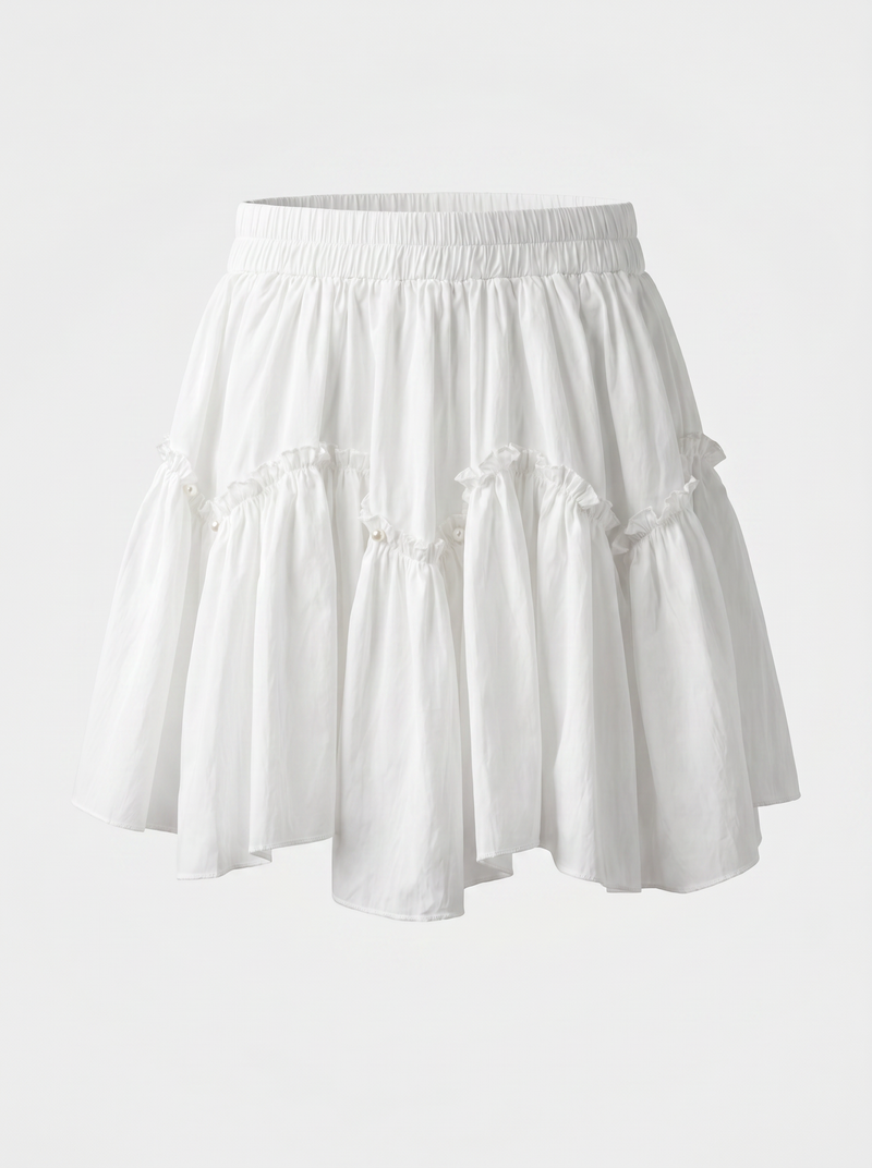 Tiered Cotton Mini Skirt with Built-In Shorts