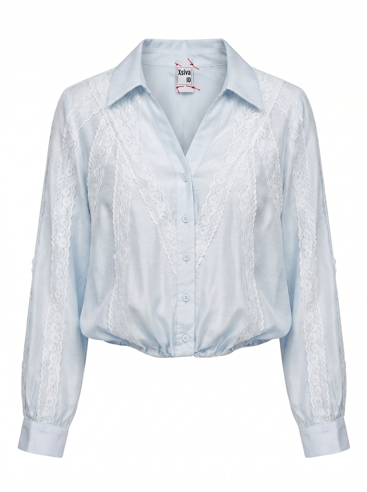 Lace Trim Cropped Shirt