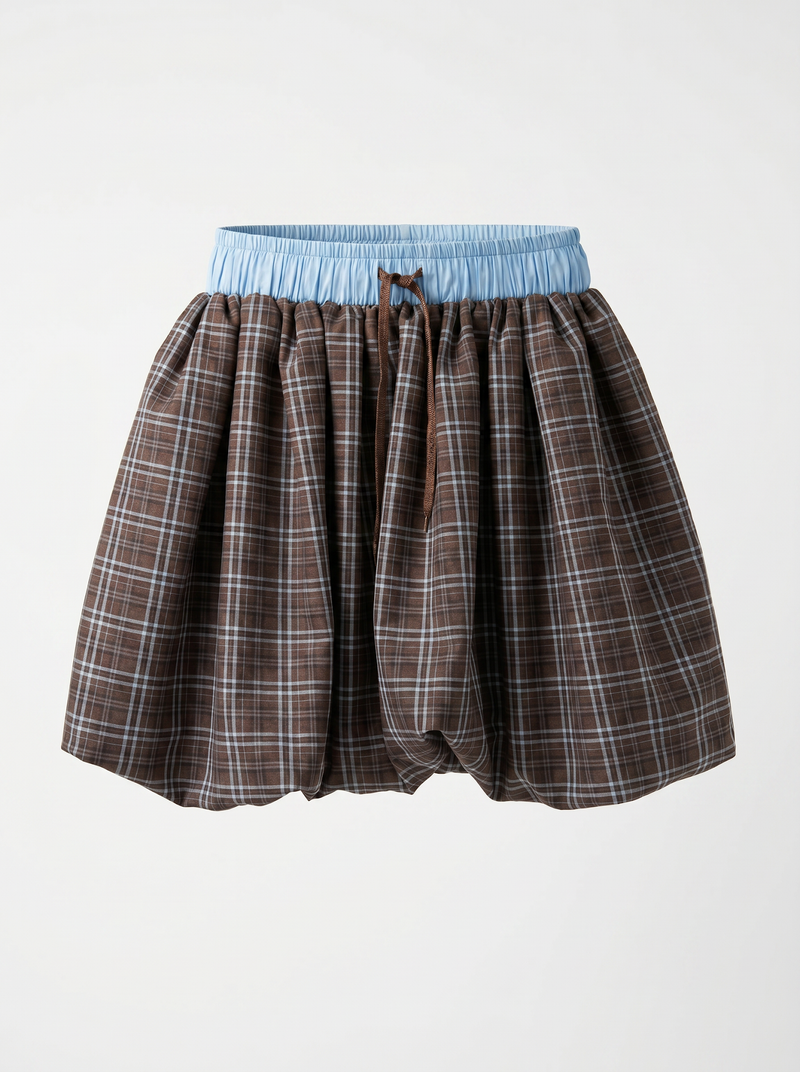 Plaid Bubble Mini Skirt