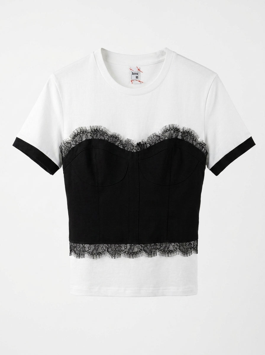 Lace Corset Illusion T-Shirt