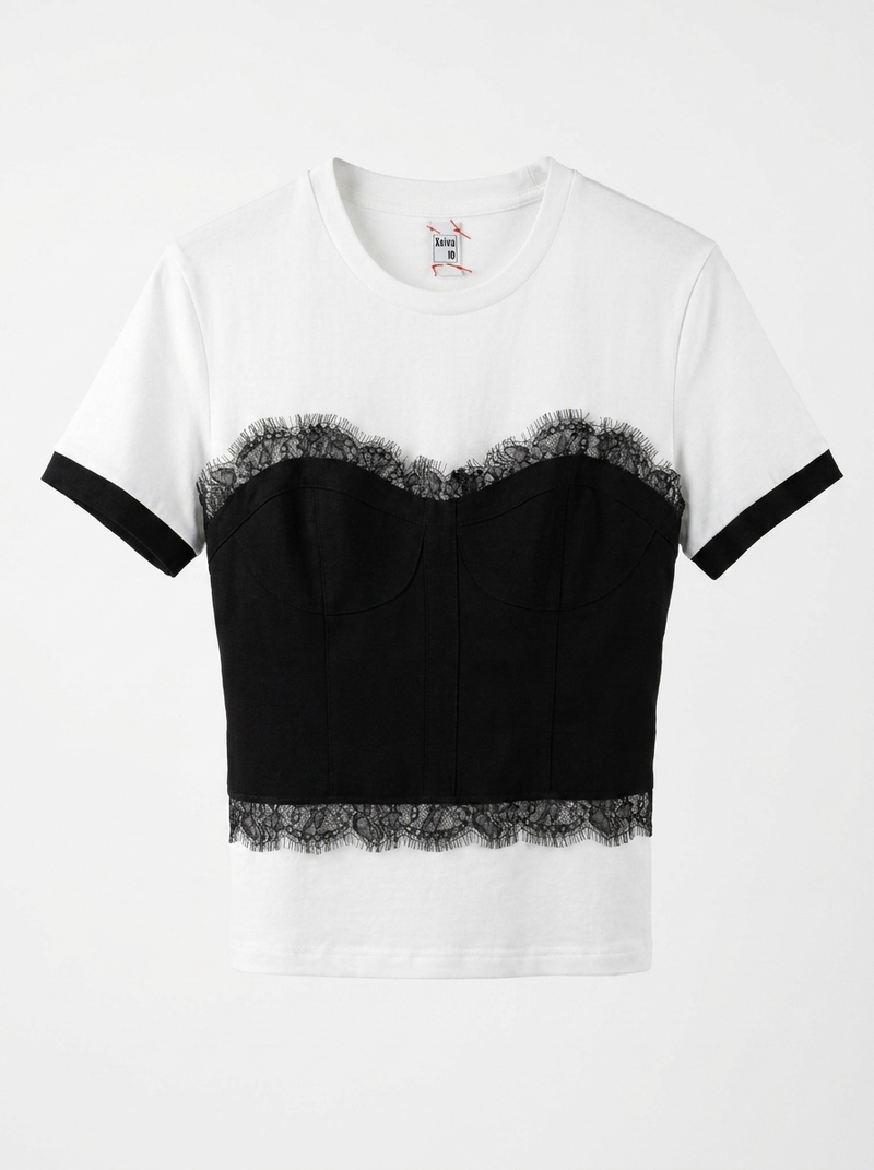 Lace Corset Illusion T-Shirt