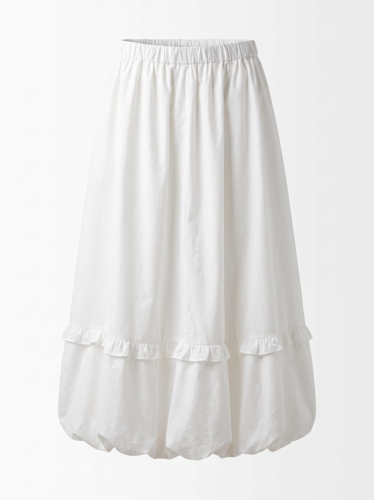 Cotton Blend Bubble Hem Maxi Skirt