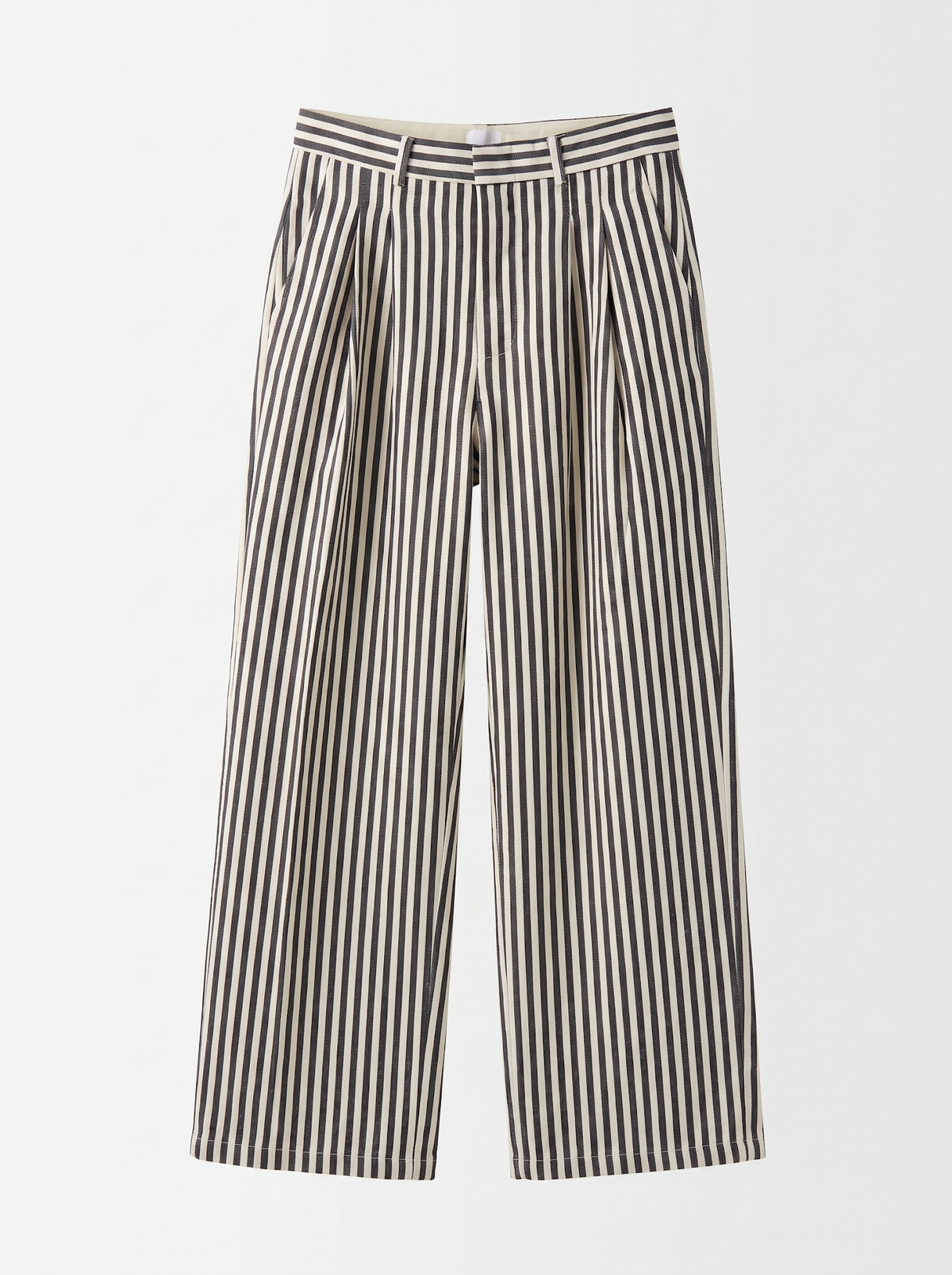 Striped Linen Wide-Leg Trousers