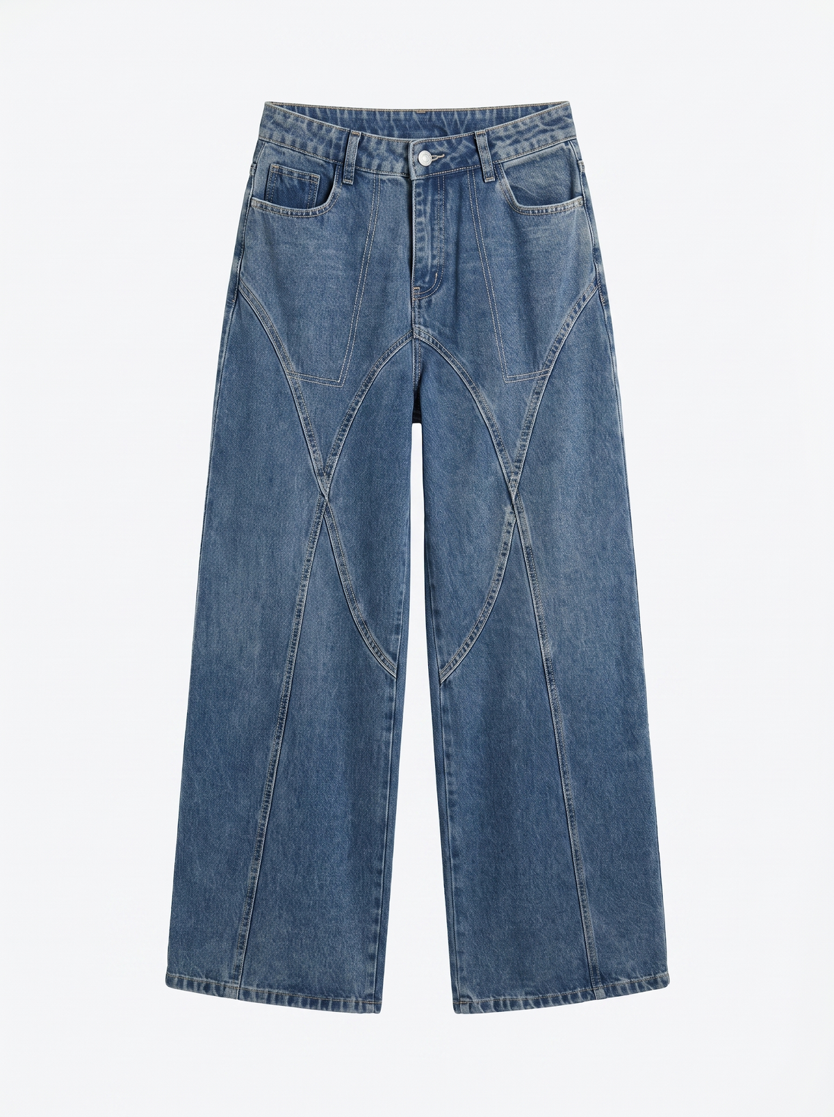 Wide-Leg Panel Denim Jeans