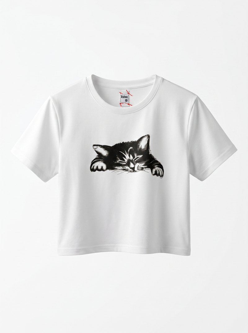 Sleeping Cat Graphic Baby Tee
