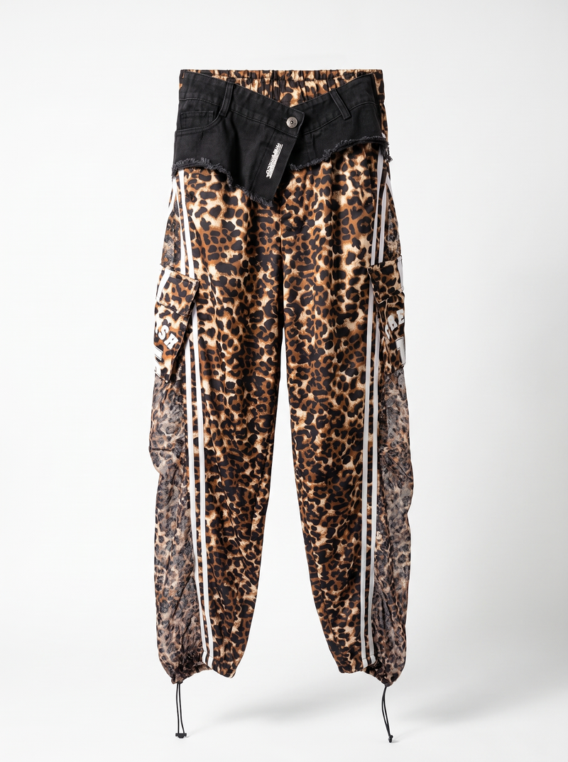 Leopard Cargo Track Pants