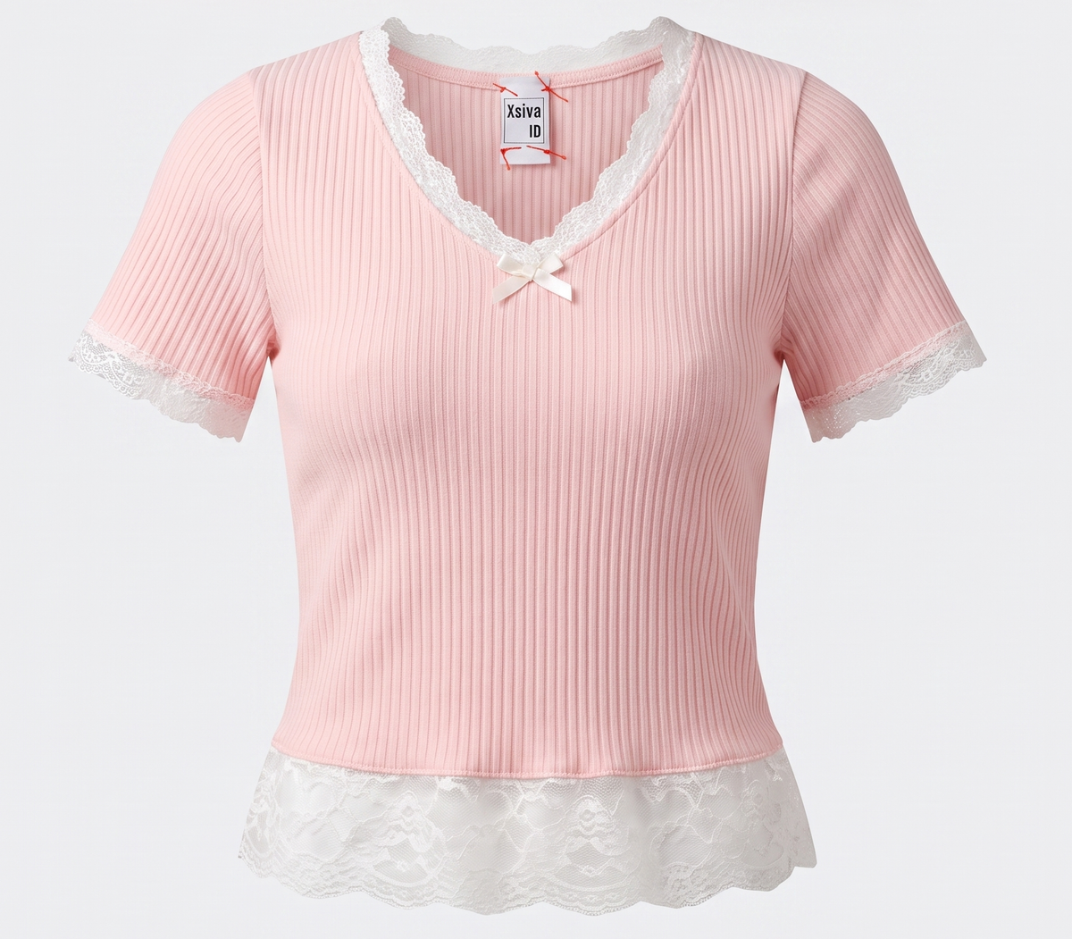Lace-Trim Ribbed Baby Tee