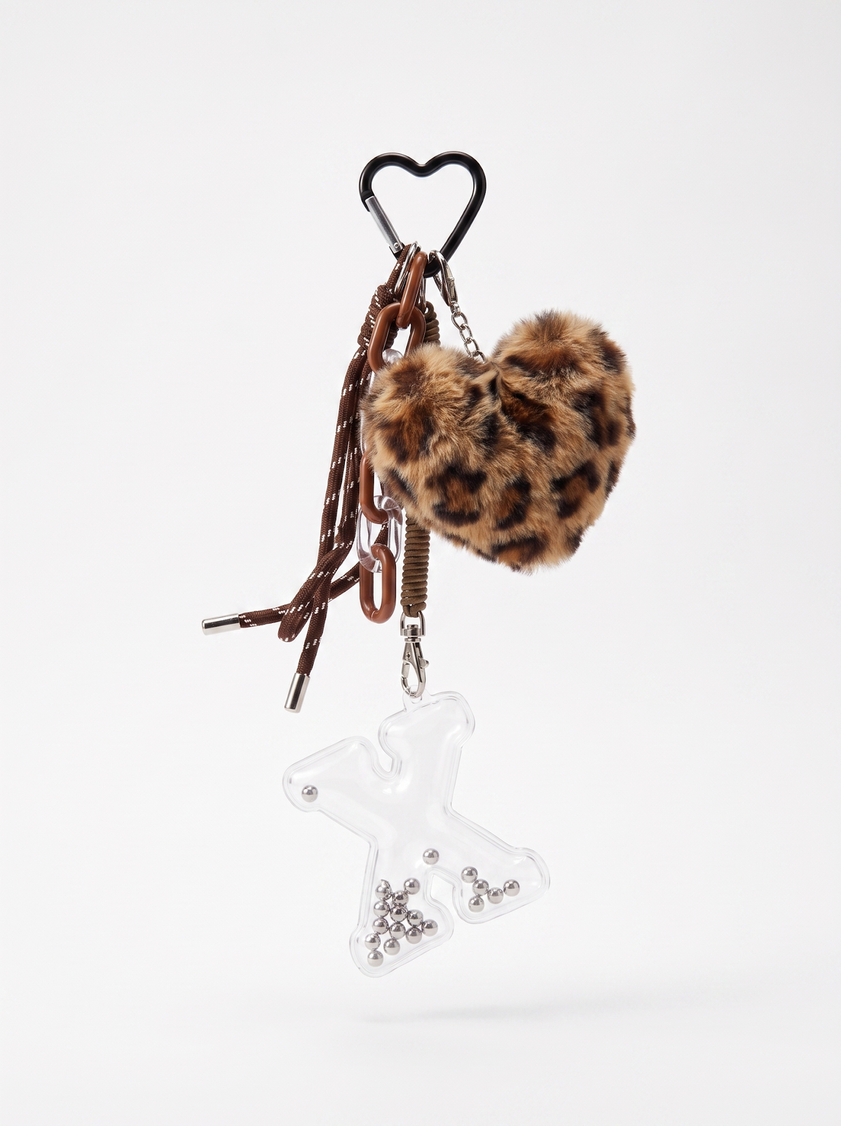 Leopard Heart & Letter Bag Charm