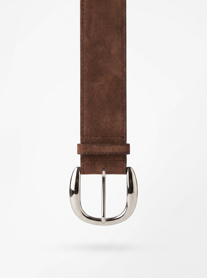 Suede Horseshoe-Buckle Belt