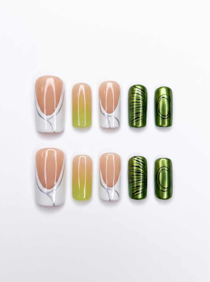 Chrome & French Square Nails