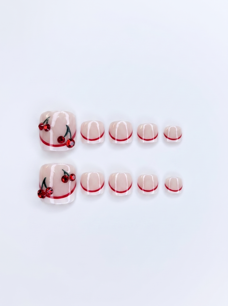 Cherry French Press-On Nails