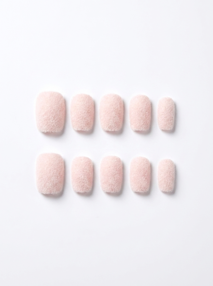 Blush Velvet Flocked Press-Ons