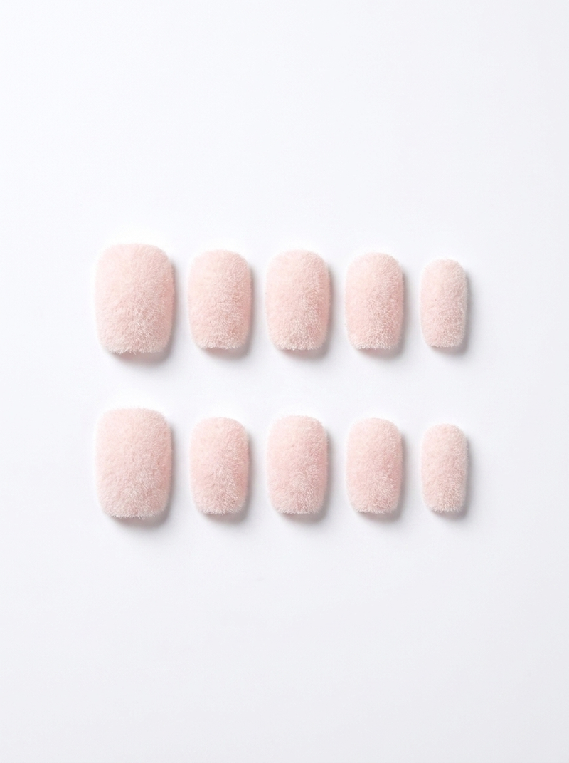 Blush Velvet Flocked Press-Ons
