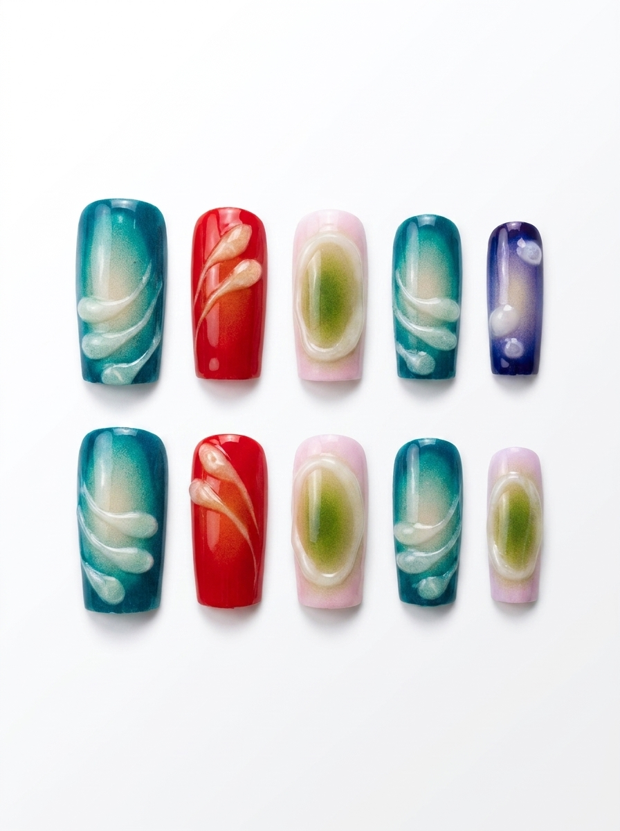 Aura Drip Square Press-Ons