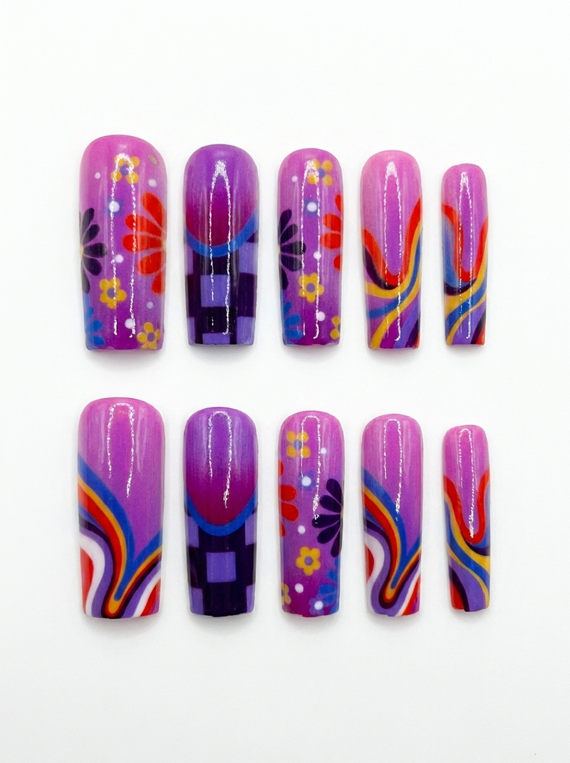 Groovy Bloom Coffin Press-Ons