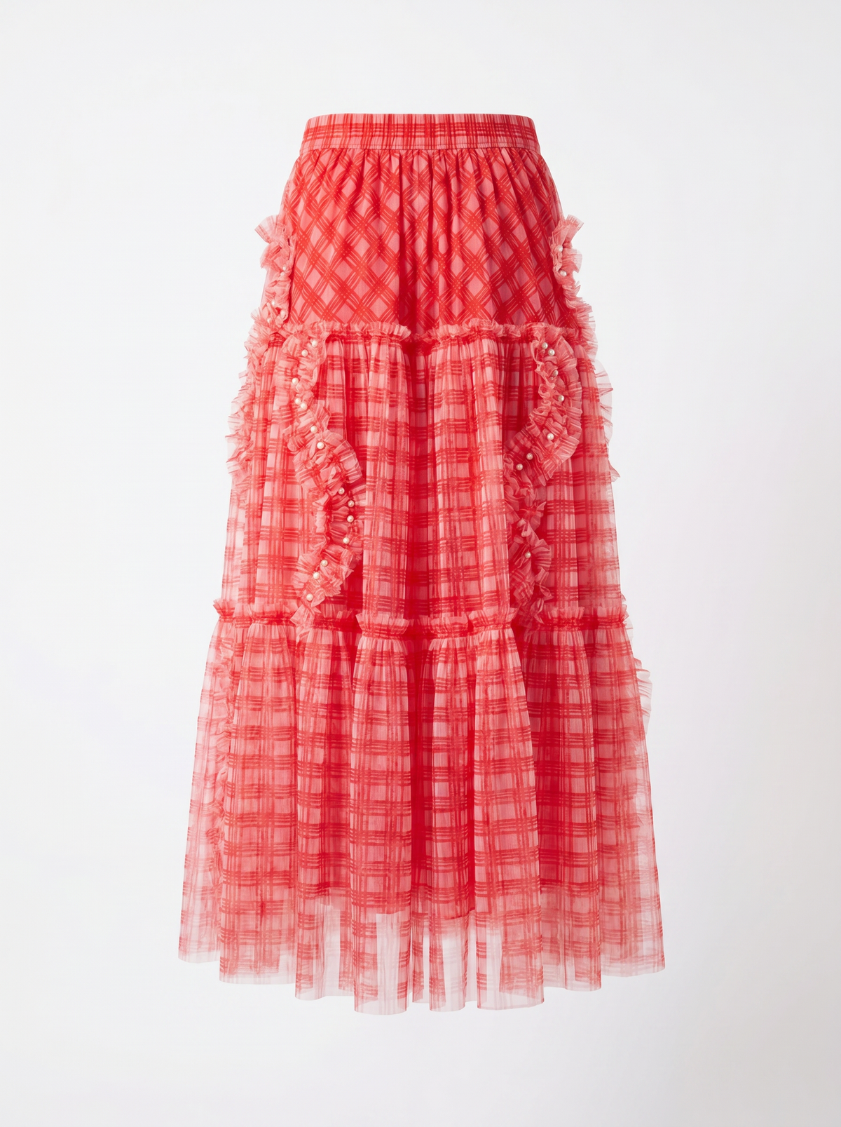 Ruffle Heart Tulle Midi Skirt — alternate view