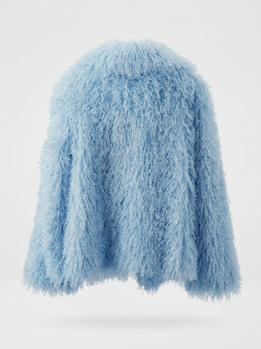 Shaggy Faux Fur Lapel Jacket — back view