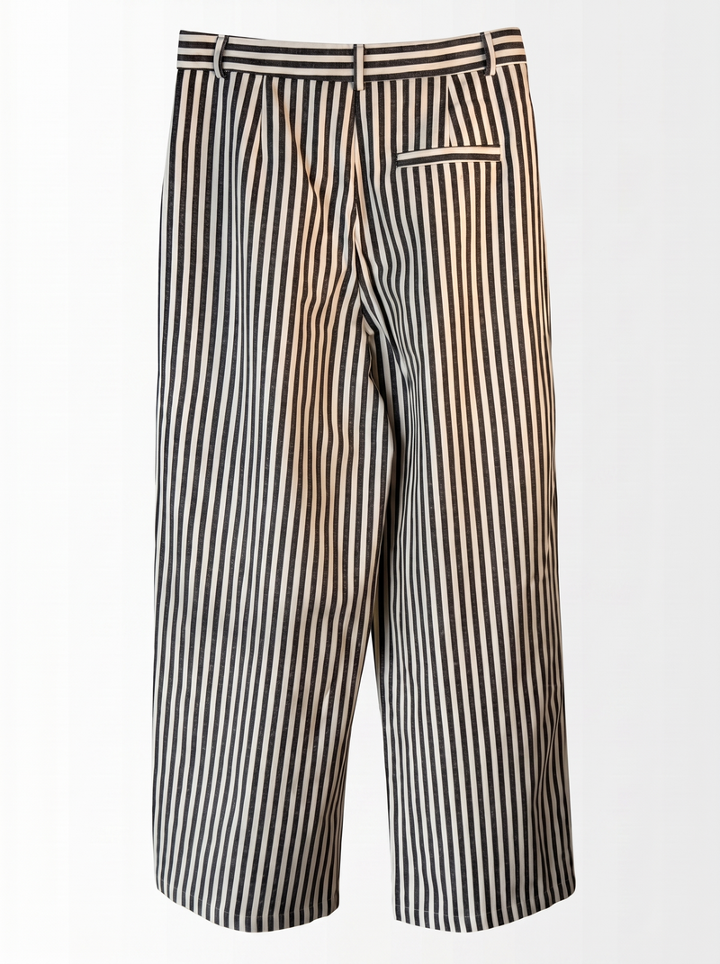 Striped Linen Wide-Leg Trousers