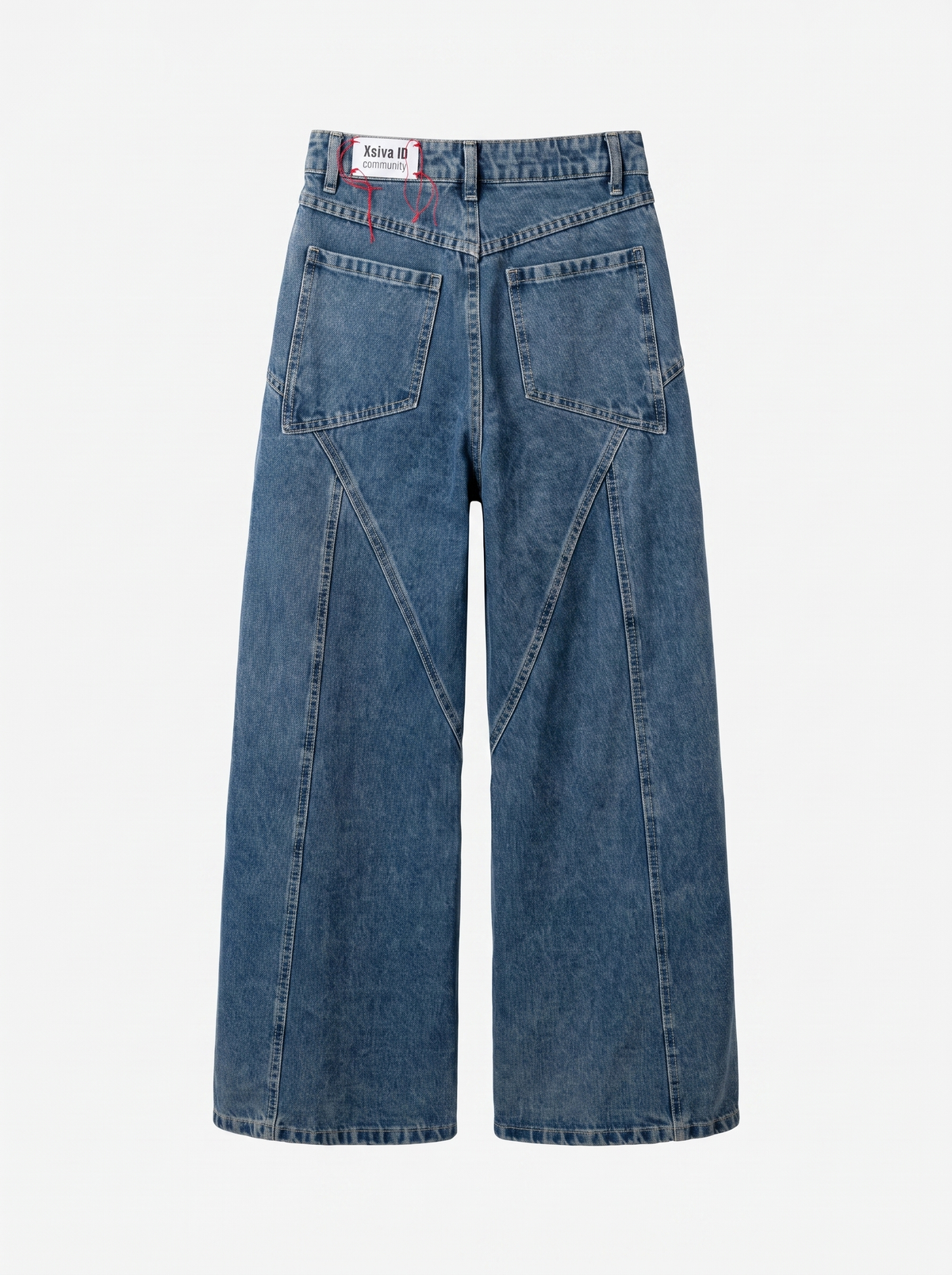 Wide-Leg Panel Denim Jeans — back view